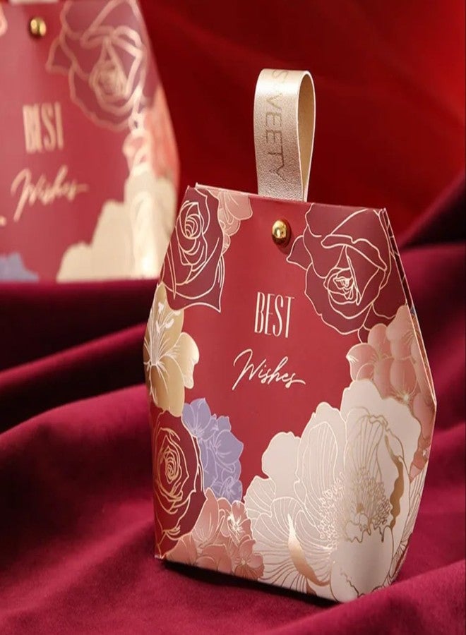 VRB Dec مجموعة VRB Dec المكونة من 10 قطع من علب الهدايا الصغيرة الملونة القابلة للطي للتغليف/علب هدايا لتقديم الهدايا، علب هدايا فارغة، علب هدايا لتقديم الهدايا، هدايا للإرجاع، شوكولاتة، فواكه مجففة، هدايا زفاف ومناسبات دينية (10 قطع حمراء مع أطيب التمنيات) - Image 2